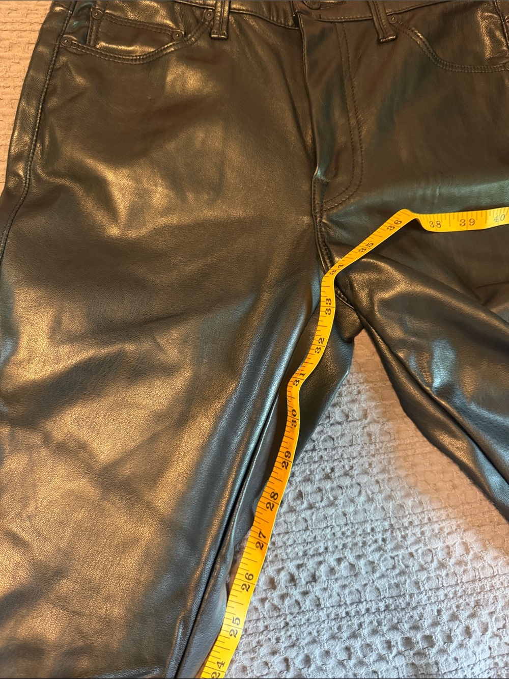 MOTHER Black Faux Leather Flare Pants - Picture 2 of 7